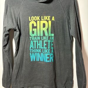 And1 Gray Long Sleeve Tee with Yellow and Blue Print